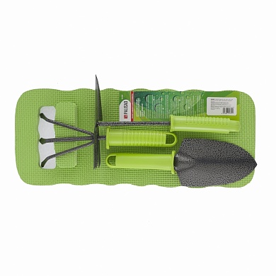 Набор садовый, защ. покр, пласт, рук: рыхлит, мотыжк. комб, совок широк, коврик PALISAD