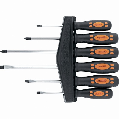 Набор отверток, двухкомпонентные рукоятки, 6 штук CrV SPARTA.