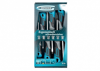 Набор отвёрток 6 штук, S2, трехкомпонентная рукоятка GROSS