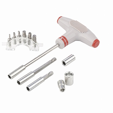 Отвертка с Т-образной эргономичной ручкой и набором насадок, 36 шт., CrV, в пласт. боксе MATRIX