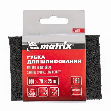 Губка для шлифования, 100 х 70 х 25 мм., мягкая, P60 MATRIX