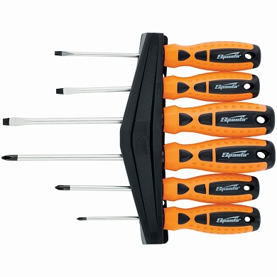 Набор отверток 6 штук "Point", двухкомпонентные рукоятки, сталь CrV, SPARTA