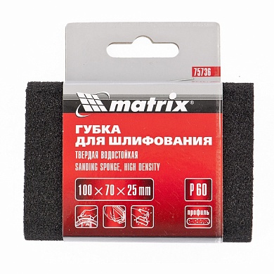Губка для шлифования, 100 х 70 х 25 мм., овал, твердая, P40 MATRIX