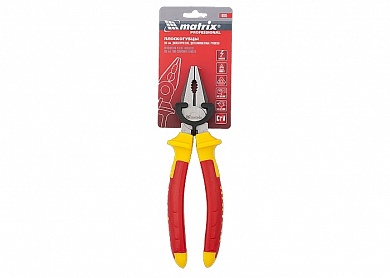 Плоскогубцы комбинированные, Insulated, 200мм, двухкомпонентные рукоятки MATRIX PROFESSIONAL