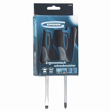 Набор отвёрток комбинированный 2 штуки, трехкомпонентная рукоятка, S2 GROSS