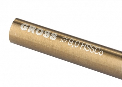 Сверло спиральное по металлу, 9,0 мм, HSS-Co GROSS