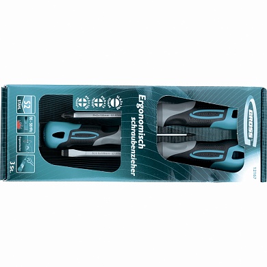 Набор отвёрток комбинированный 3 штуки, трехкомпонентная рукоятка, S2 GROSS