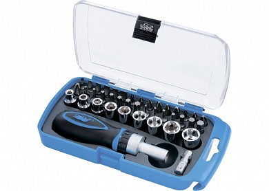 Отвертка реверсивная мини с набором бит и торцевыми головками, 41 шт БАРС