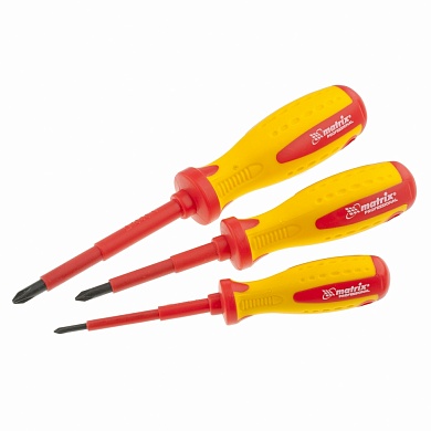 Набор отверток диэлектрических до 1000В, пробник до 250В, двухкомпонентная рукоятки 7штук MATRIX PROFESSIONAL