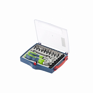 Отвертки реверсиные с набором бит, торцевых головок, 61 предметов, CrV Сибртех